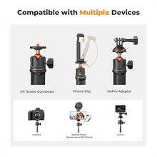 Load image into Gallery viewer, K&F Concept Phone Tripod, Selfie Stick for iPhone Lightweight Tripod Stand with Remote, 360° Ball Head Tripod with Phone Clip GoPro Adapter for iPhone/Android/GoPro.