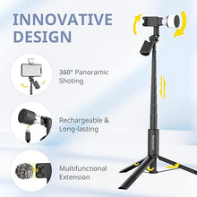 Load image into Gallery viewer, Sensyne Selfie Stick with Light, Phone Tripod with 360° Rotatable Handle Compatible with Cellphones for Selfies/Photography/Video Calls/Live Stream/Content Creating (Black)