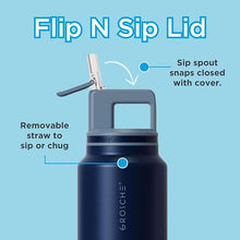 Load image into Gallery viewer, GROSCHE Alpine Flip n' Sip 40 oz Insulated Water Bottle - Stainless Steel, Leakproof Flask with Straw - Perfect for Gym, Travel & Outdoor Use - Keeps Water Cold up to 60 hrs - Mountain Blue