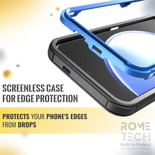 Load image into Gallery viewer, for Samsung Galaxy S25+ Case with Belt Clip Holster & Kickstand, Screenless Protective Dual-Layer Shockproof Phone Case for Galaxy S25 Plus - Black & Blue