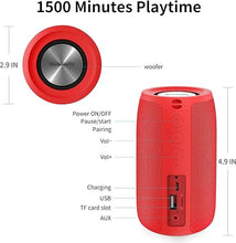 Load image into Gallery viewer, Bluetooth Speaker,MusiBaby Wireless,Outdoor, Waterproof,Portable Speaker,Dual Pairing, Bluetooth 5.0,Loud Stereo,Booming Bass,1500 Mins Playtime for Home&Party,Gifts(Pure Red)