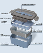 Load image into Gallery viewer, Electric Lunch Box Food Heater, New 100W High Power Portable Food Warmer, Heated Lunch Box for Adults Car/Home with 1.8L Removable Stainless Steel Container, 12V/24V/110V/220V