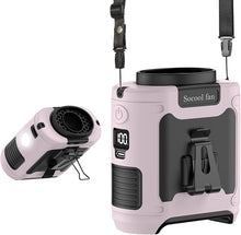 Load image into Gallery viewer, Socool 10000mAh Portable Waist Fan Clip on Wearable Belt Personal Fan Rechargeable Battery Operated with 5 Speeds & Flashlight Neck Hands-Free 40H Cooling for Outdoor Travel Camping Power Bank (Pink)