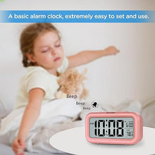 Load image into Gallery viewer, Peakeep Night Light Digital Alarm Clock with Indoor Temperature, Battery Operated Desk Small Clock (Light Salmon Pink)
