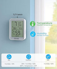 Load image into Gallery viewer, Govee Bluetooth Digital Hygrometer Indoor Thermometer, Room Humidity and Temperature Sensor Gauge with Remote App Monitoring, Large LCD Display, Notification Alerts, 2 Years Data Storage Export, Grey