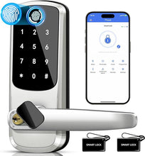 Load image into Gallery viewer, Keyless Entry Door Lock with Keypad - Fingerprint Door Lock - Door Handle Lock with Code - Smart Lock for Front Door - Electronic Digital Keypad Door Lock - Auto Lock & App Control
