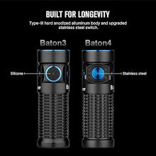 Load image into Gallery viewer, OLIGHT Baton4 Rechargeable EDC Flashlight, LED Pocket Flashlight 1300 Lumens with Magnetic Charging Cable, Small Powerful Bright Flashlight IPX8 Waterproof for Home, Camping (Fighter Pilot)
