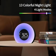 Load image into Gallery viewer, Wake Up Light Sunrise Alarm Clock with Sunrise Sunset Simulation 23 Nature Sleep Sounds 13 Colors Night Light Dual Alarms Snooze Function Sleep Aid for Heavy Sleepers Kids Adults (Black)