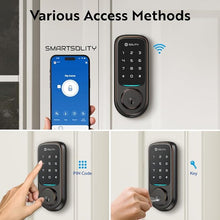 Load image into Gallery viewer, Solity No-Hub Smart Digital Door Lock, Designed in Korea, Keyless Entry, Wi-Fi, Remote Control, Touchscreen Keypad, Auto Lock, IP54 Waterproof, Oil Rubbed Bronze GT10K