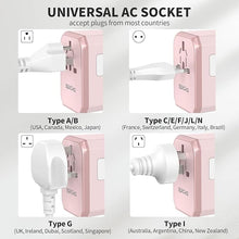 Load image into Gallery viewer, EPICKA Universal Travel Adapter, International Power Plug Adapter with 3 USB-C and 2 USB-A Ports, All-in-One Worldwide Wall Charger for USA EU UK AUS (TA-105C, Pink)