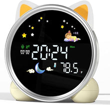 Load image into Gallery viewer, Kids Alarm Clock with Night Light,OK to Wake Clock for Kids,Stay in Bed Clock and Sleep Training,Nap Timer Temperature Detect Cute Kids Room Decor,Gift Ideas for Kids Toddler Boy Girl(Cat)