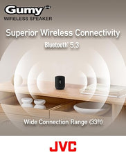 Load image into Gallery viewer, JVC Portable Gumy Plus Wireless Speaker with 45mm Driver for Powerful Surround Sound, Bluetooth 5.3, Lightweight, TWS Capability, USB-C, AUX in, up to 16-Hour Battery Life - SPSG2BTB (Black)