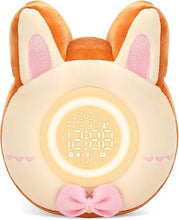 Load image into Gallery viewer, QANYI Bunny Night Light for Kids, Soft Lovely Stuffed Bunny Animal Plush Toy with Bunny Alarm Clock, Sleep Light Brightness for Bedroom, Kids, Gifting, Christmas, New Year