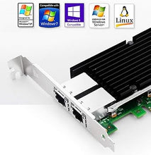 Load image into Gallery viewer, 10Gb PCIe x8/x16 Converged Ethernet Network Card, Copper RJ45 Ports LAN Card NIC with Intel X540 Controller Server Support Windows Server/Windows/Linux/Vmware ESXI (X540-AT2 (RJ45 Port x 2))