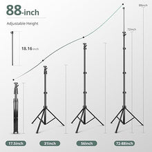 Load image into Gallery viewer, Sensyne 88" Phone Tripod, Selfie Stick Tripod with 14.95" Flexible Gooseneck, Overhead Cell Phone Stand for Video Recording, Photography, Compatible with Phone, Camera