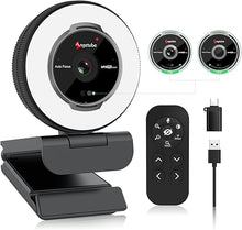Load image into Gallery viewer, Angetube Streaming Webcam with Microphone: 1080P 60FPS USB Web Cam with Ring Light and Remote Control - HD Web Camera with 5X Digital Zoom Built in Privacy Cover,for PC|Computer|Laptop|Mac|Desktop