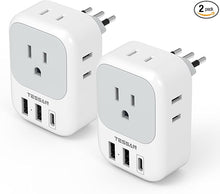 Load image into Gallery viewer, Italy Travel Plug Adapter 2 Pack, TESSAN Italy Power Adapter with 4 Outlets 3 USB Charger (1 USB C Port), Type L Adapter for US to Italy Chile Ethiopia Libya Syria Tunisia Uruguay