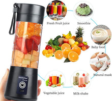 Load image into Gallery viewer, Portable Blender Cup,Electric USB Mini Juicer Blender For Shakes and Smoothies, Juice,380ml, Six Blades Great for Mixing,Black