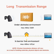 Load image into Gallery viewer, NADAMOO Wireless Barcode Scanner with USB Cradle Charging Base 328Ft Long Transmission Handheld 1D Cordless Laser Barcode Reader Portable Bar Code Scanning for Retail Supermaket Warehouse