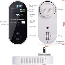 Load image into Gallery viewer, Plug in Combination Gas & Carbon Monoxide Detectors with Temperature and Humidity Display- Natural Gas Detectors & Carbon Monoxide Alarm for Home, Kitchen (2 Packs)