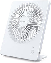 Load image into Gallery viewer, Zuvas Desk Fan Battery Operated Fan Rechargeable 180°Tilt Folding Personal Fan Ultra Quiet Small Portable Fan 3 Speed Adjustable Strong Wind USB Fan For Office Bedroom Home Desktop Camping (White)