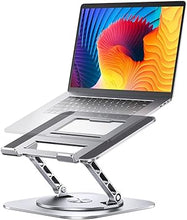 Load image into Gallery viewer, Adjustable Computer Stand with 360 Rotating Base, Ergonimic Foldable Laptop Riser for Desk Compatible with MacBook Pro/Air Notebook up to 16 Inches, Silver