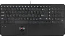 Load image into Gallery viewer, Perixx PERIBOARD-538 US, Wired Compact USB Keyboard with Trackball - X Type Scissor Keys - 15.63x7.8x1.46 Inches (397x198x37mm) - Build-in 2 USB Hubs - Black