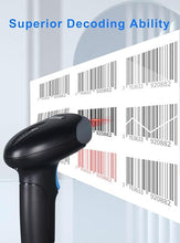 Load image into Gallery viewer, 1D 2D QR Barcode Scanner Wireless, Handheld Cordless Bar Codes Reader with 2000mAh Battery for Mobile Payment, Convenience Store, Supermarket, Warehouse Inventory