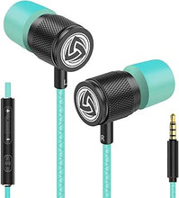 Load image into Gallery viewer, LUDOS Ultra Wired Earbuds in-Ear Headphones, 5 Years Warranty, Earphones with Mic, Noise Isolating Ear Buds, Memory Foam for iPhone, Samsung, School Students, Kids, Women, Small Ears - Turquoise