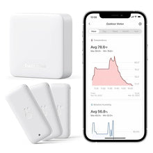 Load image into Gallery viewer, SwitchBot WiFi Thermometer Hygrometer 3 Pack with Hub Mini, IP65 Indoor Outdoor Thermometer Wireless, Humidity/Temperature/Dewpoint/VPD/Absolute Humidity Sensor with Smart Alerts, Works with Alexa