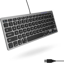 Load image into Gallery viewer, Macally Small USB Wired Keyboard for Mac and Windows - 78 Scissor Keys, 13 Shortcut Compatible Apple Keyboard - Mini Compact USB Computer Keyboard That Saves Space and Looks Great - Space Grey