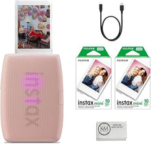 Load image into Gallery viewer, Fujifilm INSTAX Mini Link 3 Smartphone Printer | Rose Pink Bundled INSTAX Mini Instant Film | 20 Exposures + Microfiber Cleaning Cloth (3 Items)