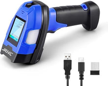 Load image into Gallery viewer, Upgraded Industrial Barcode Scanner Wireless, 1D Laser Bar Code Scaners 2 in 1 Plug and Play Rugged Heavy Duty & IP65 Waterproof, Long-Distance Wireless Handheld Barcode Reader with 1.8"Screen (Blue)