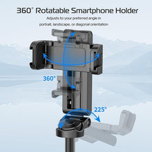 Load image into Gallery viewer, ULANZI JJ02 Selfie Stick Tripod, Extendable Grip Phone Tripod with Detachable Remote Pocket Size, 3-in-1 Mini Phone Grip 2 Cold Shoe, 10m/393.7'' Wireless Shutter, Vlog Livestreaming Photography