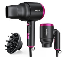 Load image into Gallery viewer, Wavytalk Hair Dryer with Diffuser, Foldable Hair Blow Dryer, 1600W Lightweight Diffuser Hair Dryer for Curly Hair, Black