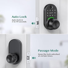 Load image into Gallery viewer, Keypad Smart Door Lock with Knob,Yamiry Keyless Entry Door Lock with Handle,Fingerprint Door Knob for Front Door, Electronic Code Smart Lock,Digital Lock for Entry Doors,Auto Lock