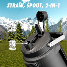 Load image into Gallery viewer, 64 oz Insulated Water Bottle for Gym: 2-in-1 Straw Spout Lid, Dual Handle, Leakproof, Keep Cold 36H, Half Gallon Stainless Steel Water Jug for Travel, Hiking, Cycling, Park, Workout, Picnic (Midnight)_5594