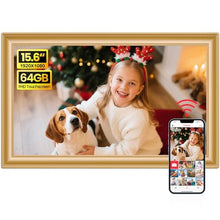 Load image into Gallery viewer, 64GB 15.6" Frameo Digital Picture Frame WiFi, Large Electronic Photo Frames Golden 1920 x 1080 IPS FHD Touch Screen, Send Photos from Your Phone from Anywhere, Best Gifts for Family and Friends_1