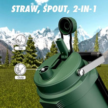 Load image into Gallery viewer, 64oz Insulated Water Bottle for Outdoors: 2-in-1 Straw Spout Lid, Dual Handle, Leakproof, Keep Cold 48H, Half Gallon Stainless Steel Water Jug for Sports, Camping, Gym, Work, Beach, Fishing (Forest)_5620