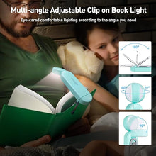 Load image into Gallery viewer, VAVOFO USB Rechargeable Book Light, Blue Light Blocking, Amber Light Clip On Bookmark Shaped Reading Light, Eye Care 6 LEDs Book Light for Bookworms Reading in Bed with 9 Lighting Modes (Powder Green)