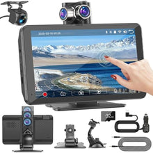 Load image into Gallery viewer, 7" Portable Car Screen with Dual Dash Cam, Wireless CarPlay Android Auto, black_1