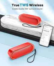 Load image into Gallery viewer, LENRUE Bluetooth Speakers, Waterproof Portable Speakers with TWS, 24 Playtime, Stereo Sound, Wireless for Home Shower Pool Beach Outdoor (Red)