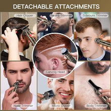 Load image into Gallery viewer, Beard Trimmer Kit Professional Hair Clipper Trimmer Zero Gapped T-Blade Trimmer Electric Shaver Razor Nose Body Trimmer for Men Cordless Grooming Kit 7 in 1