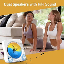 Load image into Gallery viewer, CD Player Portable with Bluetooth 5.1 Transmitter and Reciever Desktop CD Player with HiFi Sound Speakers,Remote Control,Dust Cover,LED Display,Boombox FM Radio for Home (White)