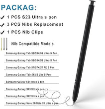 Load image into Gallery viewer, 2 Pack Galaxy S23 Ultra Stylus for Replacement Samsung Galaxy S23 Ultra 5G S Pen, Galaxy S23 Ultra S Pen Without Bluetooth + Tweezer + Metal Nibs (Black)