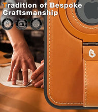 Load image into Gallery viewer, Capture Grip Strap Magnetic Stand for iPhone 16 Plus Case with Screen Protector, Protective iPhone 16 Plus Case Leather, Compatible with MagSafe, Built-in Kickstand,for Men Women, Brown