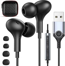 Load image into Gallery viewer, USB Headphones with Microphone for Laptop, 7.5ft Magnetic Wired Earbuds Noise Isolation in-Ear Earphones with Mute Volume Control Stereo Bass for PC Desktop Dell HP Acer Laptop Meetings/Music,School