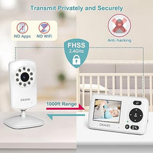 Load image into Gallery viewer, Video Baby Monitor with Camera and Audio, 2.4'' Portable Travel Screen, 1000ft Long Range Transmission, Baby Monitor No WiFi, Infrared Night Vision, VOX Mode, 20H Battery, Smart Alert