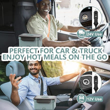 Load image into Gallery viewer, Electric Lunch Box Food Heater, 60/80/100W Heated Lunch Box for Adults for Car Truck, 12V/24V/110V/220V Portable Food Warmer Lunch Box, 1.8L Heating Lunchbox for Work, White Elephant Gifts for Adults