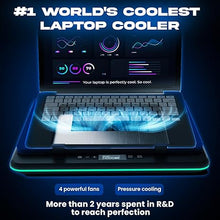 Load image into Gallery viewer, KLIM Turbofrost - Gaming Laptop Cooling Pad - 4 Powerful Turbo Fans - 4 x 4000 RPM, Laptop Cooler 2 Power Modes USB-C/DC, Dynamic RGB, 4-Ports USB, Sealed Foam for Fast Cooling for Laptops up to 17in